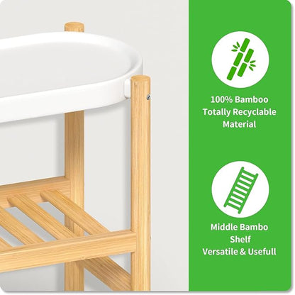 Wisuce Bamboo Plant Stands Indoor, 2 Tier Steel Tray Tall Corner Plant Stand Holder & Plant Display Rack for Outdoor Garden Indoor Home (1 - 2 Tier)