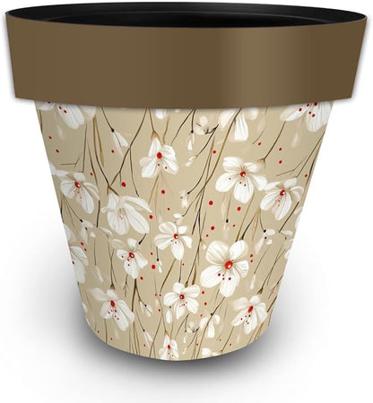 Briarwood Lane Tan and Red Floral Large Planter