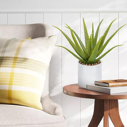 Artificial Succulent Plants 14 Inch Large Faux Succulents with Ceramic Pot Fake Aloe Potted Plant for Home Indoor Bathroom Table Bedroom Shelf Office Decor