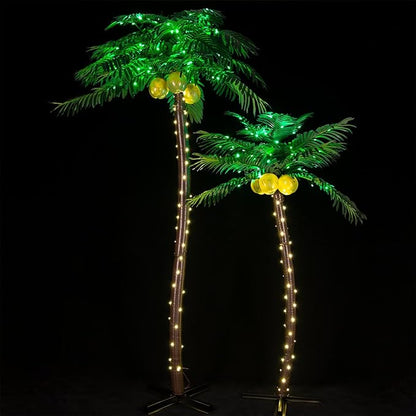 LED Palm Tree Lights, 7ft Artificial Palm Tree, Reinforced Heavy-Duty Base, 192 LEDs, All-Weather, Indoor/Outdoor, Timer & Dimming, UL/ETL Listed