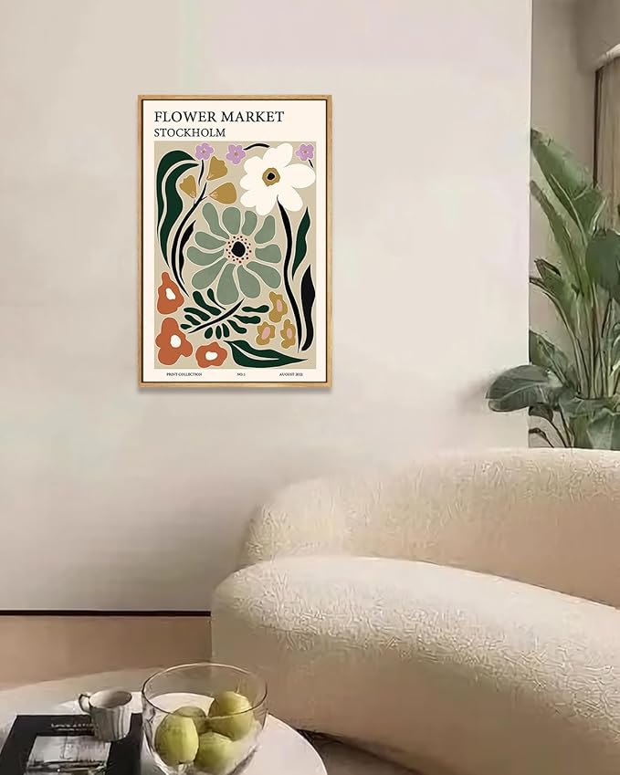 Zzuyi Framed Flower Market Wall Art,Botanical Prints,Green Flower Prints Anthropologie art for Bathroom,Aesthetic Decor-12"x 16"