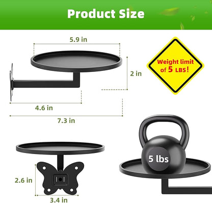 Butterfly Buckle Wall Mounted Plant Shelf 2-Pack Hanging Flower Pot Holder Black Iron Art Space Saving Indoor Balcony Decorative Shelf 5.9 Inch Round Tray Small Potted Plant Organizer Sturdy Bearing for Wall Storage Rack