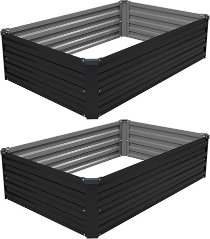 4×3×1FT(2PCS) Galvanized Raised Garden Bed Kit, Metal Planter Boxes,Large Raised Garden Bed for Planting Vegetables,Flowers,Herbs -Black