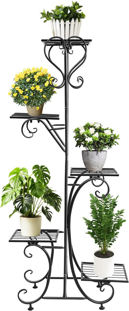 5 Tier Plant Stand Indoor, Corner Tiered Plant Stands, Metal Tall Plant Display Holder Shelf Flower Rack Outdoor Garden Plant Display Rack, Flower Pot Stand for Corner Living Room Balcony Garden Patio (5 Tier)