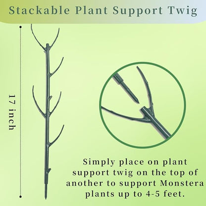 12 Pack Stackable Monstera Plant Support Stakes, 90inch Climbing Plant Sticks Structures with Garden Ties, Durable Alternative to Moss Pole for Indoor Outdoor Plants