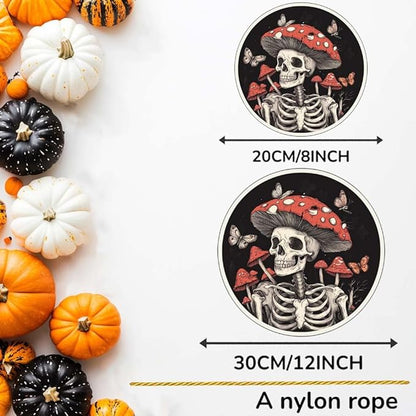 Acrylic Window Hanging Mushroom Skull Stained Panel Window Decoration for Halloween Decorations Outdoor Indoor Garden Yard Home Halloween Decor 12 Inch