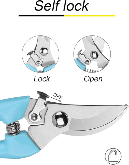 Curve Gardening Scissor with Sharp Stainless Steel Blade Garden Shears for Cutting Flowers Trimming Plants of Yard Florist Flower Rose Herb Hedge Bonsai and Fruits Picking (Pink Handle)