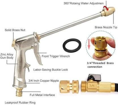 Garden Hose Nozzle,Hose Sprayer Nozzle Metal Spray Nozzles for Garden Hose Gun Heavy Duty Hand Sprayer with 3/4”GHT Thread Brass Hose Quick Connect Fitting, for Lawn,Washing Cars,Pets Shower