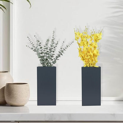 Wood Wall Planter Set of 2, Modern Wall Hanging Decor Pocket Planter for Greenery and Dried Flowers, Indoor Wood Hanging Vase (Blue)