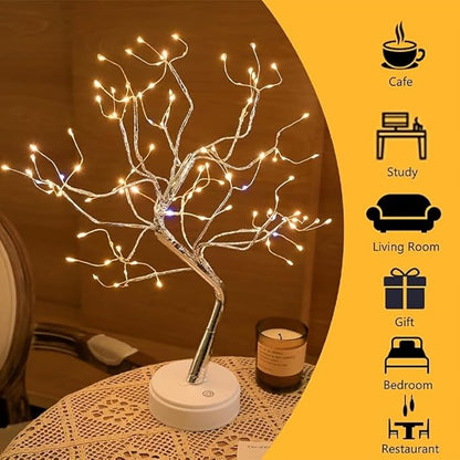 2 Pack Room Decor, 108 LED Tabletop Bonsai Tree Light, DIY Artificial Tree Lamp, Battery/USB Operated, Aesthetic Lamps for Living Room Bedroom Christmas Home Gifts House Decor