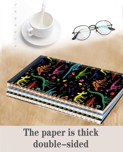 Spiral Journal Notebook,A5 Hardcover Lined Journals for Women Girl 6 x 8.3 in,120 Pages Thick Paper,Cute College Ruled Writing Notebook for Gifts Office Work School(Colorful Skeleton Dinosaurs)