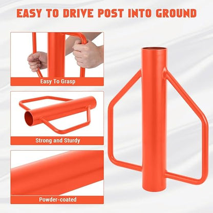 Fence Post Driver T Post Driver with Handle Heavy Duty Hand Post Pounder with Handle for U Fence Post Wooden Post (Orange New 12 LBS)