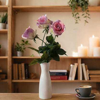 10 Single 26inch Real Touch Artificial Roses - Long Stem Fake Silk Flowers with Leaves, Looking Real, for Tall vase, Wedding, Home Decor, Centerpieces, Office Party, (10,Champ)