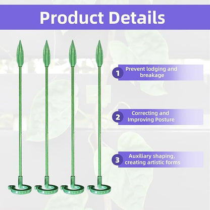 12 Pcs Transparent Plant Stem Support, Reusable Invisible Plastic Stem Support Holders, with 30 Pcs Plant Climbing Wall Clips and 4 Pcs 7 Inch Support Stakes for Monstera Vertical Growth