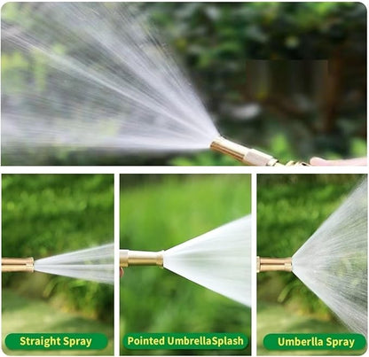 Garden Hose Sprayer Nozzle Adjustable Brass Hose Nozzle Heavy Duty Water Hose Spray Gun Nozzle with 3/4”GHT Thread On/Off Hose Shut Off Valve,for Watering Plants,Cleaning,Pets Shower 3 Pack