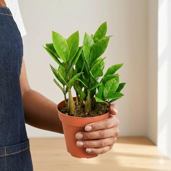 ZZ Plant 3/4/6/8" - Zamioculcas Zamiifolia Raven Plant- Indoor Easy Care House Plant - Live Plant (4" Pot – 9–11" Tall)