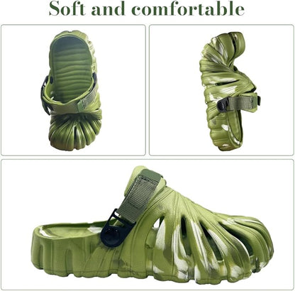 Variegated Monstera Shoes for Women and Men, Monstera Leaf Pattern Slippers Summer, Anti-Slip Soft Plant Print Slides