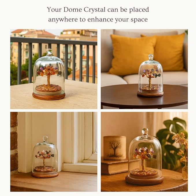 RITUALISTIC Dome Crystal Chakra Tree | Gemstone Bonsai for Healing, Energy Balance, Meditation | Spiritual Crystal Tree of Life with Natural Crystals for Positive Vibes | Perfect for Gift & Christmas