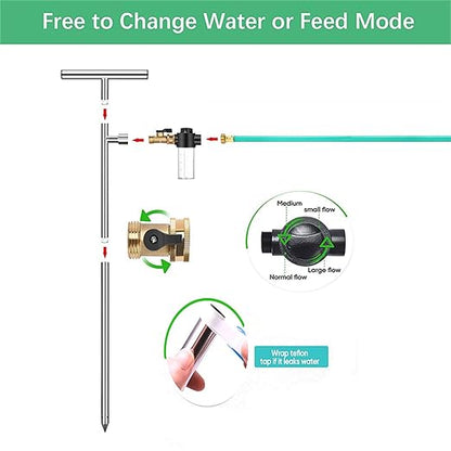 Complete Root Watering Set Stainless Steel Irrigation Spikes Fertilizers Bottle Brass Valves for Shrub Fruit Trees Heavy Duty Root Irrigation Tool