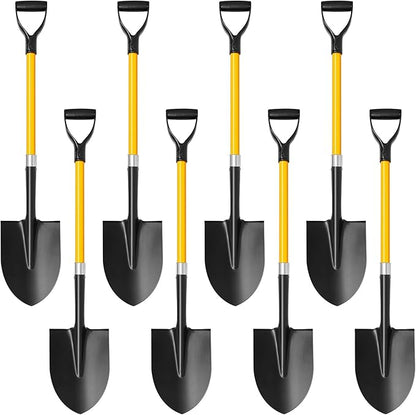 8 Packs Heavy Duty Digging Shovel Long Metal Shovel with Comfortable D Handle, Trenching Digging Spade for Garden Landscaping Construction, Snow Beach Sand (Water Drop)