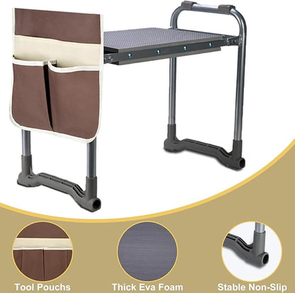 Garden Kneeler Folding garden stool Seat with EVA Foam Pad - Portable Foldable Gardening Bench Gift (Gray)