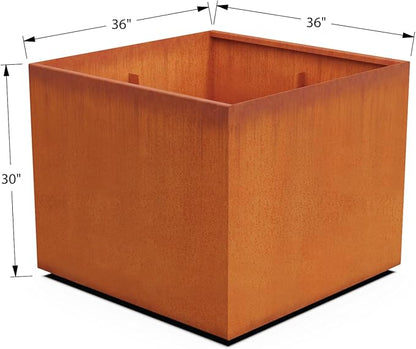 PLANTERCRAFT Corten Steel Planter Square Cube Metal Garden Box Heavy Duty | Made in USA | Fully Assembled | Commercial Residental Outdoor