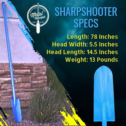 Heavy-Duty All-Steel Sharpshooter Shovel - Weighted Long Handle and Hardened/Heat-Sharpened Chromoly 15 Inch Head