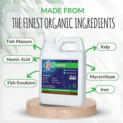 FOOP Garden - Organic Liquid Plant Food Made from Fish Manure (with Fresh Minty Scent) | Fish Fertilizer Alternative Perfect for Veggies, Herbs, Flowers,Trees,Shrubs | Kid&Pet Friendly (32oz, 2 Pack)