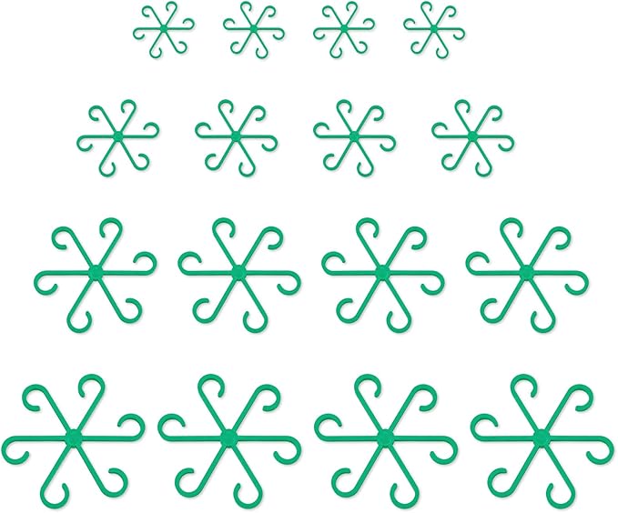 16 Pack Adjustable Indoor Plant Support Stakes, Reusable Plastic Stem Holders & Trellis for Monstera, Pothos, Vines Vertical Growth Air Circulation Stable Stem Support (Green)