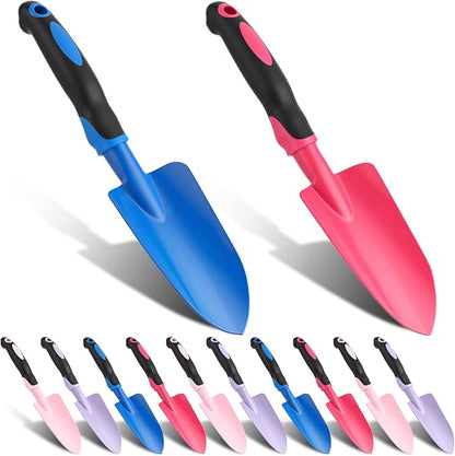 12 Pcs Garden Shovel Aluminum Alloy Heavy Duty Trowel Small Digging Shovels Metal Hand Trowel Spade with Soft Handle for Garden Lawn Yard Planting Tool (Wide Shovel,Fuchsia,Purple,Blue,Pink)