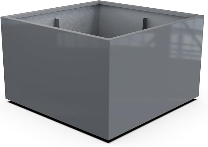 Plantercraft Powder-Coated Aluminum Planter Box - Square Cube - Metal All Weather | Indoor Outdoor | Made in USA | Fully Assembled