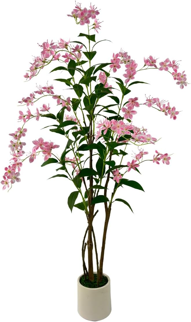 Artificial Tree Faux Jasmine Tree 5ft Tall Fake Jasmine Plant in Pot Fake Silk Tree Faux Plants Indoor
