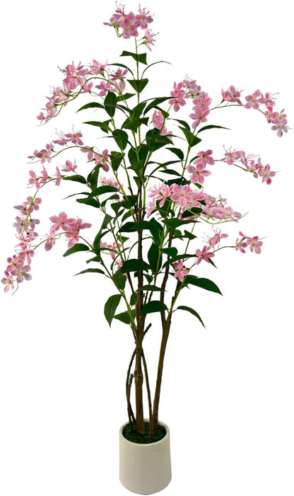 Artificial Tree Faux Jasmine Tree 5ft Tall Fake Jasmine Plant in Pot Fake Silk Tree Faux Plants Indoor