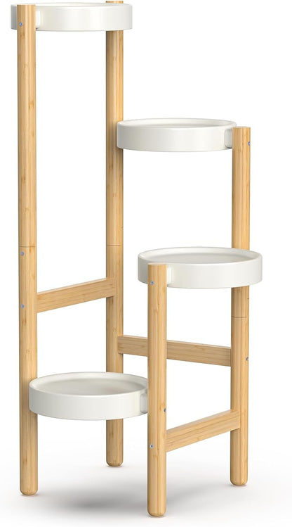 Bamboo Plant Stands for Indoor Plants, Tall Plant Stands for Corner Plant Shelf Multiple Flower Holder for Indoor Outdoor Garden Patio Balcony Living Room (4-tier)