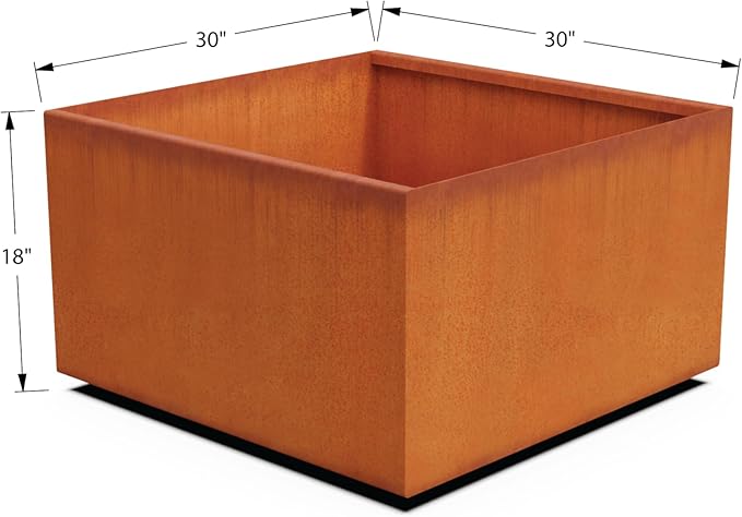 PLANTERCRAFT Corten Steel Planter Square Cube Metal Garden Box Heavy Duty | Made in USA | Fully Assembled | Commercial Residental Outdoor