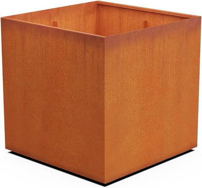PLANTERCRAFT Corten Steel Planter Square Cube Metal Garden Box Heavy Duty | Made in USA | Fully Assembled | Commercial Residental Outdoor