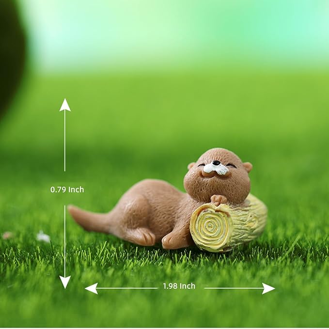 Otters Fairy Garden Accessories, Lovely Otter Miniature Figurines, Mini Otter Fairy Garden Kit for Micro Landscape, Plant Pots, Bonsai Craft Decor, Desk Decoration, Cake Topper, Home Decoration