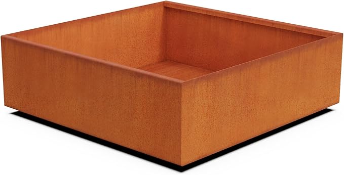 PLANTERCRAFT Corten Steel Planter Square Cube Metal Garden Box Heavy Duty | Made in USA | Fully Assembled | Commercial Residental Outdoor