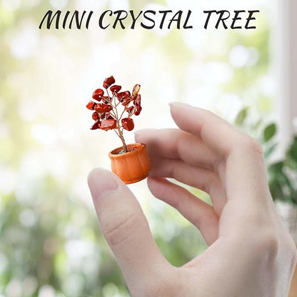 Runyangshi 12pcs Crystal Tree Set Tree of Life Natural Crystal Stones with Bonsai Base Gemstone Trees Fengshui Good Luck Positive Energy Home Decor