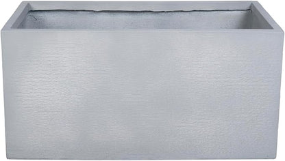 LeisureMod Flora Fiberstone and MGO Clay Planter, Mid-Century Modern Rectangular Planter Pot for Indoor and Outdoor in Grey (12" Height)