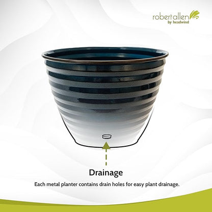 Headwind Avondale Collection Ironstone Decorative Planter - 12 Inch Midnight Sapphire Blue Finish, Lightweight, Durable, Rust-Resistant, Weatherproof, Indoor & Outdoor Use by Robert Allen