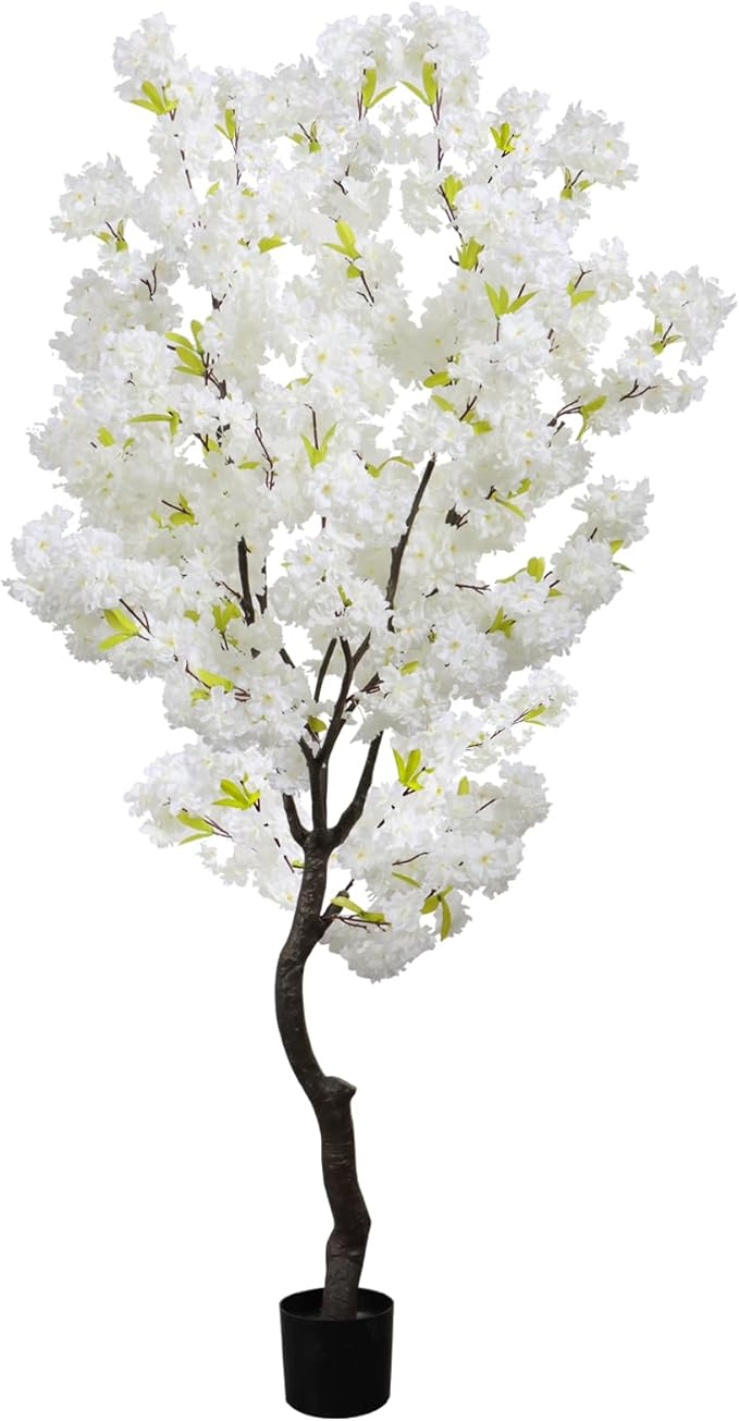 White Faux Cherry Blossoms Tree Artificial Cherry Blossom Tree Bedroom Trees for Home Christmas New Year Decor