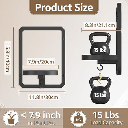 LASZOLA 3 Pcs Black Wall Mount Plant Shelves with Hangers for Indoor Flower, Heavy Duty Metal Window Floating Planter Holders Stand, Modern Iron Picture Frame with Hook Decorative for Kitchen Bathroom