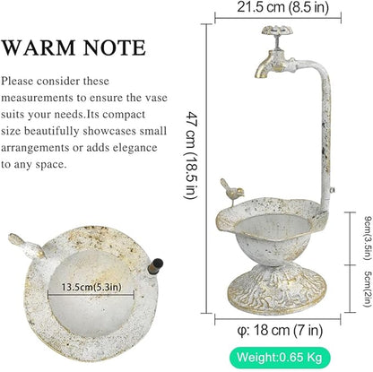 Unique Planters for Indoor Outdoor Plants, Rustic Succulent Planters, Outdoor Flower Pots, Indoor Succulent Plant Pots, Metal Tap Design, Home and Garden Decor (White)