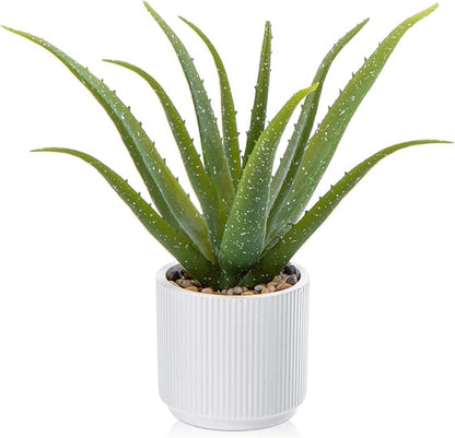 Artificial Succulent Aloe Plants 13 Inch Large Faux Succulents with Ceramic Pot Fake Aloe Potted Plant for Home Indoor Bathroom Table Bedroom Shelf Office Decor