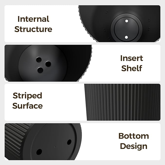 Tall Outdoor Planter Front Porch Decor Set of 2-23.6" H Tall Planters for Outdoor Plants with Drainage Hole, Round Conical Design Flower Pots for Indoor/Patio/Garden, Black