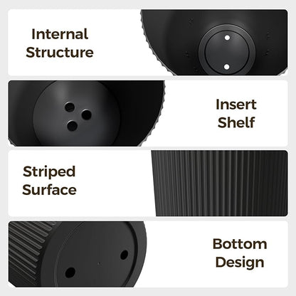 Tall Outdoor Planter Front Porch Decor Set of 2-23.6" H Tall Planters for Outdoor Plants with Drainage Hole, Round Conical Design Flower Pots for Indoor/Patio/Garden, Black