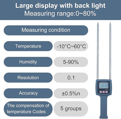 TK100H Portable Hay Moisture Meter - Precise Hay Moisture Tester with Probe for Monitoring and Ensuring Optimal Hay Quality, Preventing Mold and Spoilage