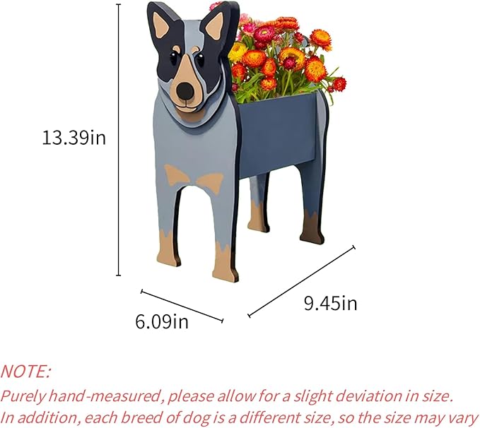 Australian Cattle Dog Planter,Cute Dog Flower Pot,Gifts for Pet Lovers,Unique Animal Plant Pots,Office,Indoor Outdoor Garden Decor(9.45 * 6.09 * 13.39in)