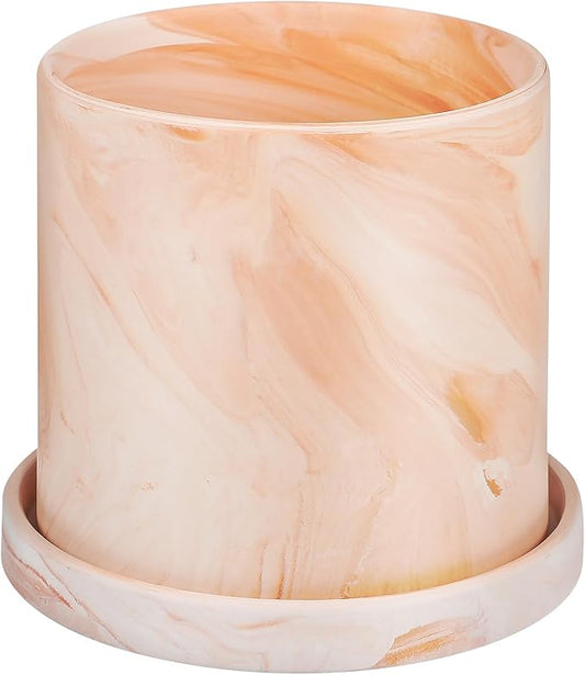 Terracotta Plant Pot with Saucer 13X13Cm Red and White Clay Pottery Planter for Indoor Succulent Plants with Drainage Holes Suitable for Home Gardening